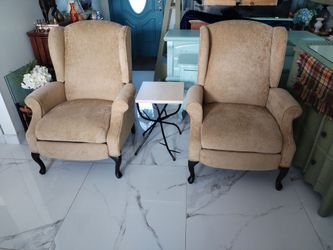 Pair of Wingback Chairs with Accent Table