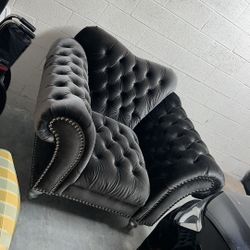 Laura Dark Gray Chair & Half. (Like New)