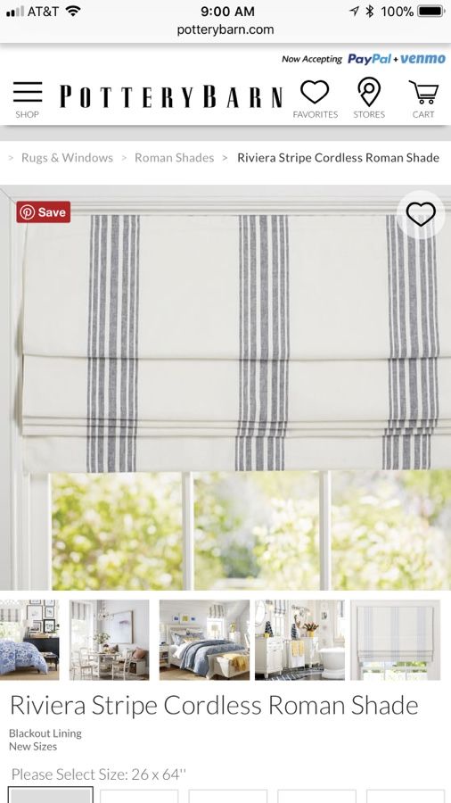 Pottery Barn Riviera Stripe Roman Shade!