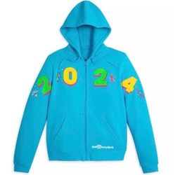 Disney Parks 2024 Walt Disney World Zip Up Hoodie Sweater Large Tinker Bell Buzz