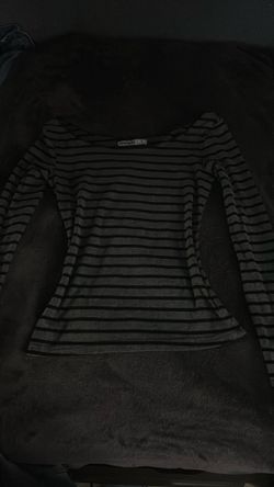 Gray shirt with black stripes