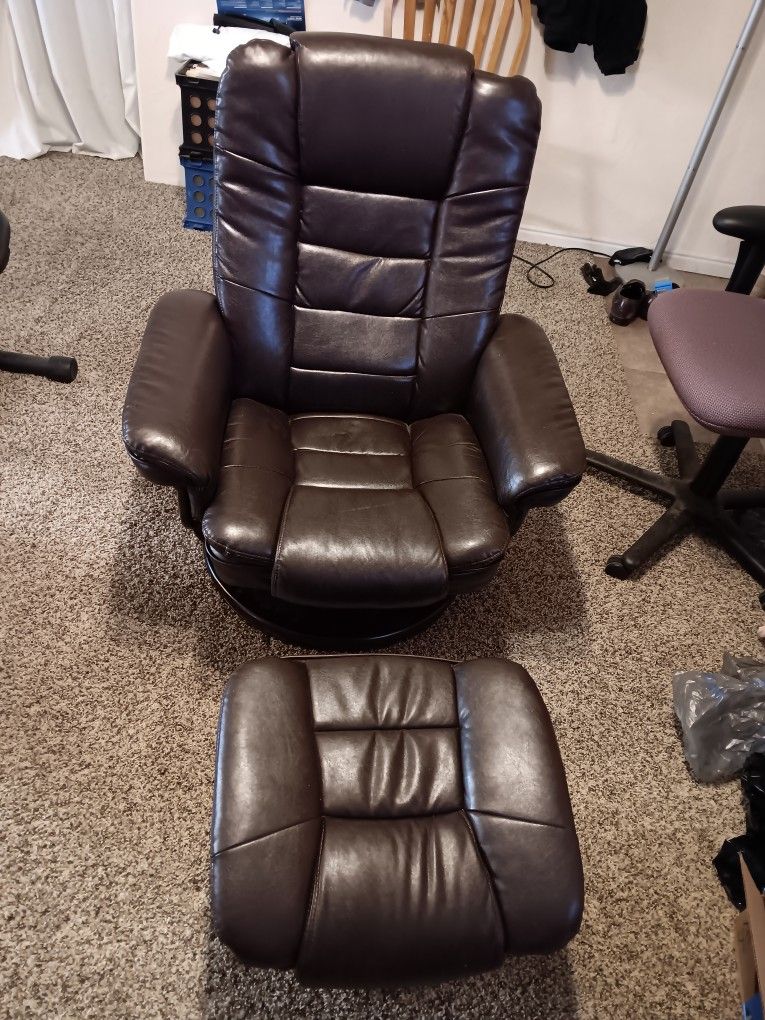 LEATHER Recliner And Ottoman