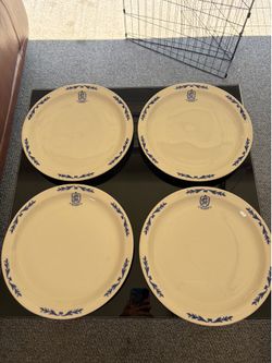 Set of 4 Vintage Homer Laughlin Best China Plates – Blue Leaf La Jolla Crest Restaurant Ware