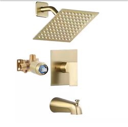 AKLFGN Single Handle 2-Spray Tub and Shower Faucet 1.8 GPM in. Brushed Gold (Valve Included)