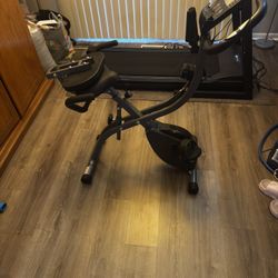 LARGE RECUMBENT EXERCISE BIKE SUPPORTS 350LBS LED DISPLAY WITH ATTACHED PULL BARS FOR ARM EXERCISES 