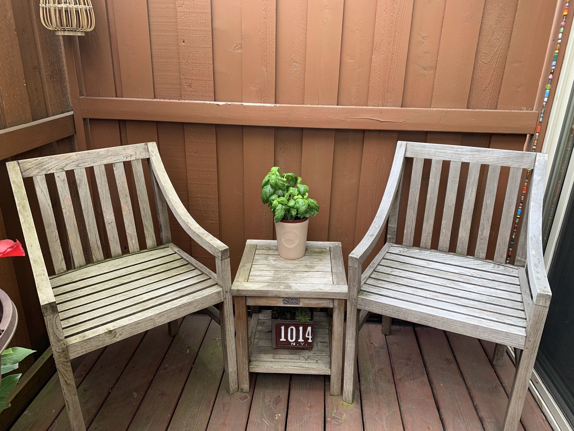 Teak Chairs And End Table
