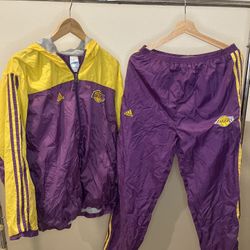Adidas Lakers windbreaker and tracksuit vintage LA embroidered Set NBA 