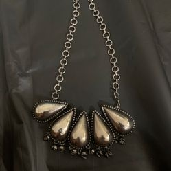 Women Collar Bib Panels Necklace Silver Tone Etruscan Style Jewelry *