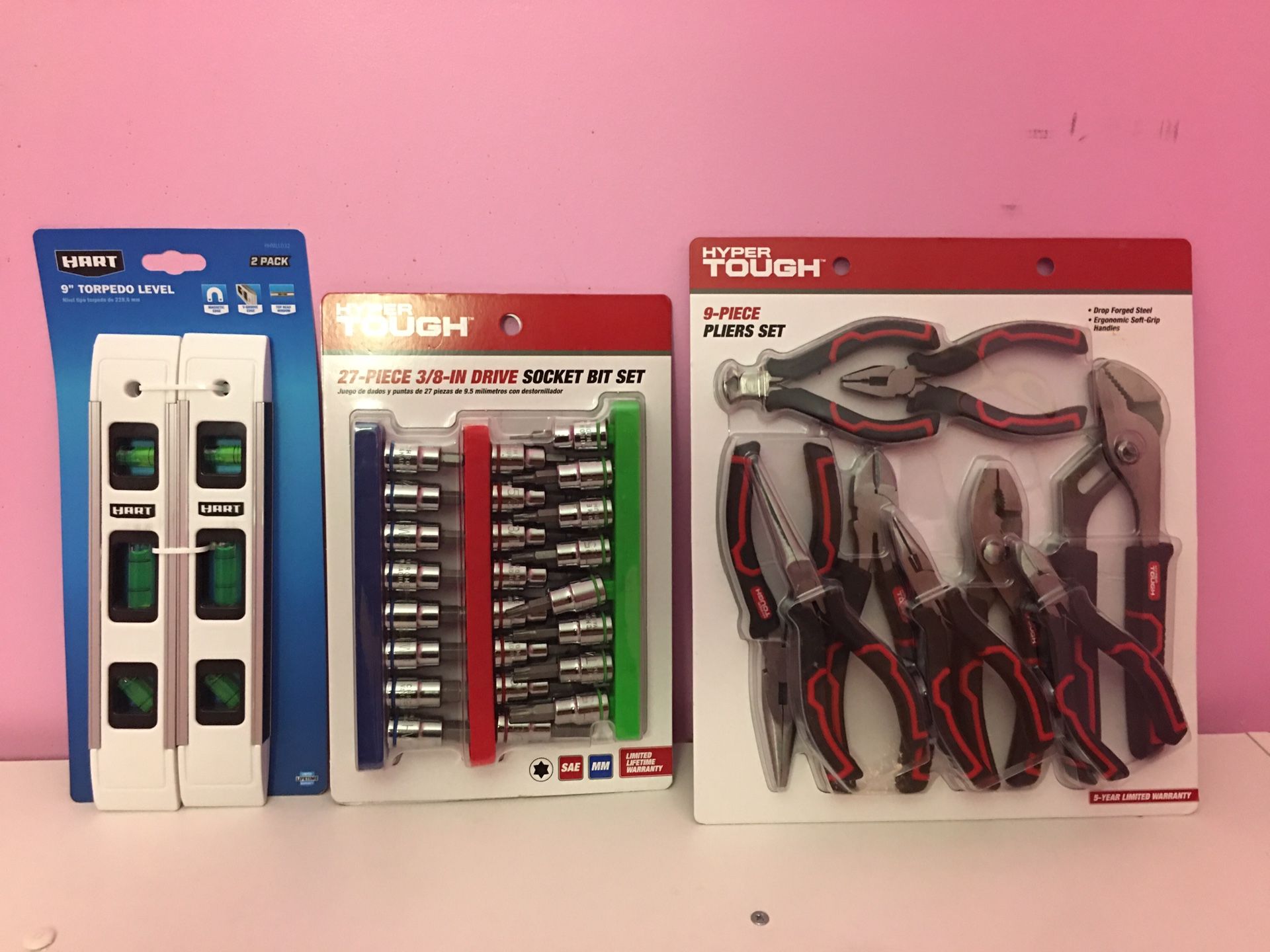 $25 for the three tool and level for light work HART’s 2-pack 9” Torpedo Level is the way to go. Ideal The Hyper Tough 9-Piece Pliers Set