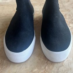 Keds COOPER Black Suede/Canvas Round Toe Side Zip High-Top Sneakers, Size 10