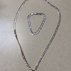 925 Silver Chain And Bracelet 