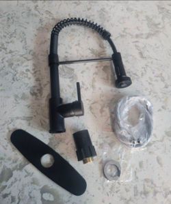 New Matte Black Spring Commercial Kitchen Sink Faucet Solid Brass with 10 Inch Mounting Table 1 Hole Or 3 Hole. other styles available.look At My Prof