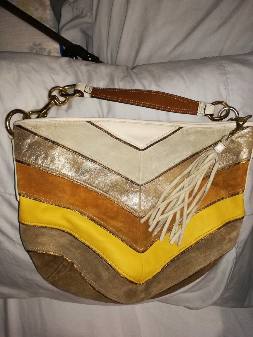Coach Limited Edition Chevron Leather/Suede Purse. for Sale in