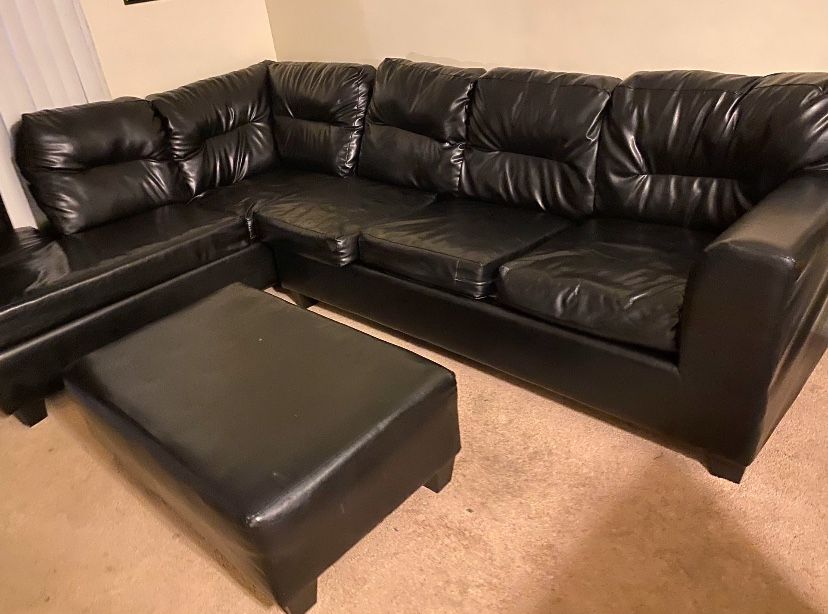 Black Leather Sectional