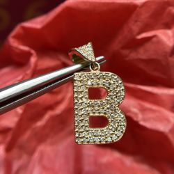 14K YELLOW GOLD , DIAMOND “B” CHARM