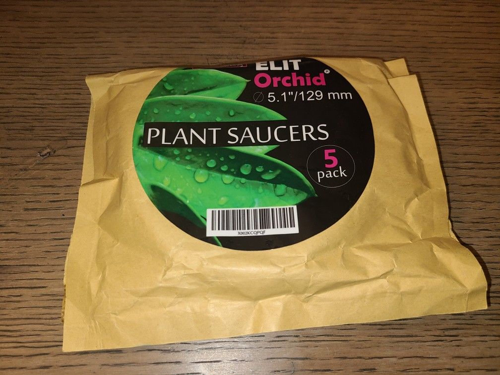 ELIT ORCHID Clear Plant Saucers Ø 5.08” (129 mm) 5 Pack- Clear Plastic Flower Plant Pot Saucer - Drip Trays for Pots

