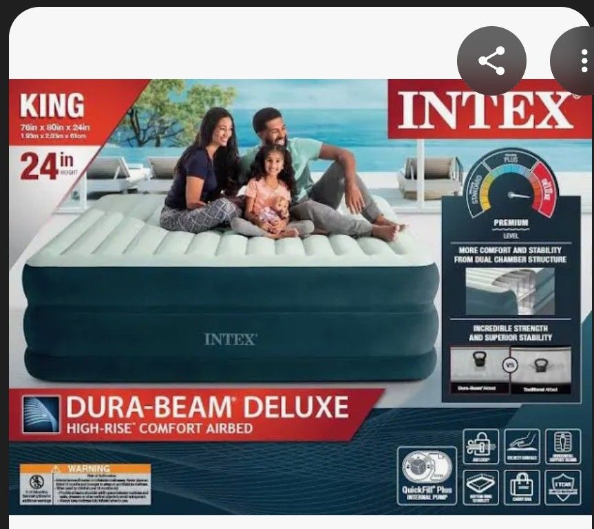 Intex Dream Lux Pillow-Top Dura-Beam Airbed Mattress with Internal Pump