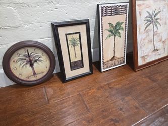 Palm Tree decor ensemble w/clock