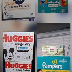 Huggies Size I, Pampers Size 4,Millie Moon Size 5