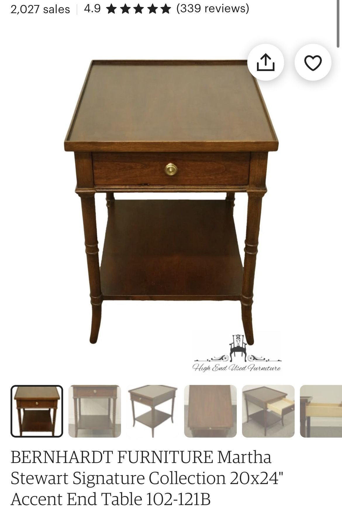 2 Matching End Tables From Martha Stewart Signature Furniture With