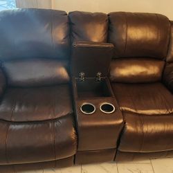 Real Leather Living room/ Family room Couch 