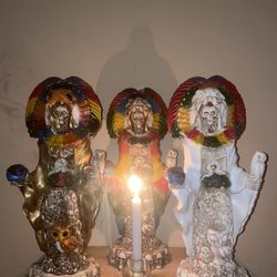 For Sale: Aztec-Style Santa Muerte Statues – 16 Inches Tall