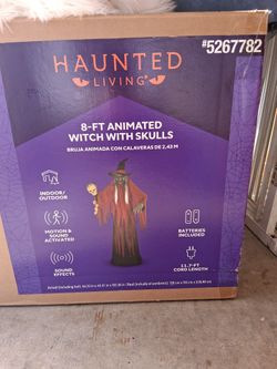 Halloween 8 Ft Animated Witch With Skulls 