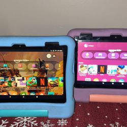 2 kids Amazon Fire Tablets