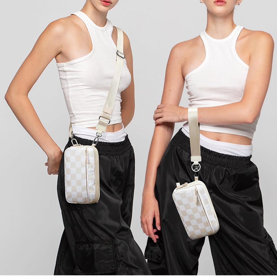 FODOKO Wristlet wallets for women Nylon Quilted Wallet with 4 Zippers,Travel Credit Card,Holder Cell Phone Organizer