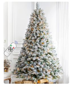 Flocked Artificial Christmas Tree with Lights