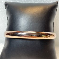 Rose Gold Over 925 Sterling Silver Plain Band Bangle Bracelet 8”