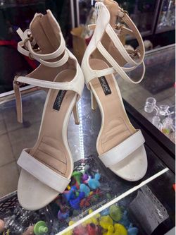 White stiletto heels