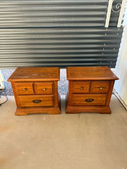 Pair of Nice, Oak End Tables/Nightstands - Made In USA