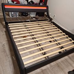 Used King Size Bed Frame With 2 Side Tables And They All Light Up Need Gone Asp