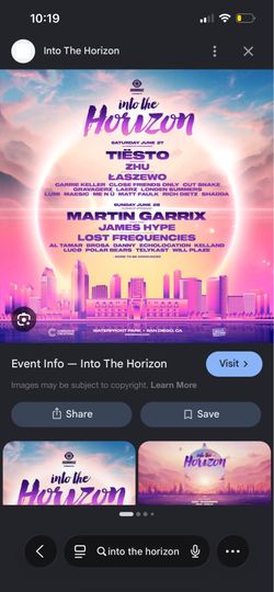 Day 2 Into The Horizon Tcicket