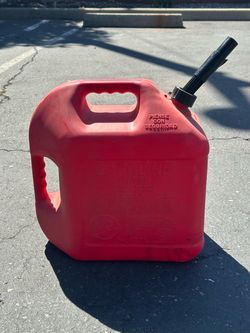 Red Plastic Gasoline Gas Can with Spout