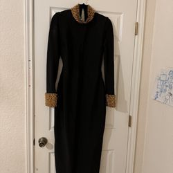 Dress Bandage Very Good Condition Black And Gold Paerls Size M 
