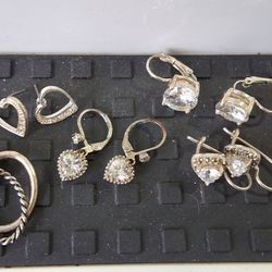 Earrings Hearts Bling Rings