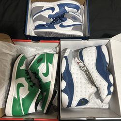 Jordan 1 true blue, Jordan 1 lucky green Jordan 13, offer if you want, all size 8