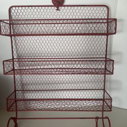 farmhouse-style chicken wire wall organizer