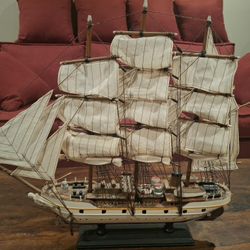 Vintage Handcrafted Wooden Model Ship - 22" Wide