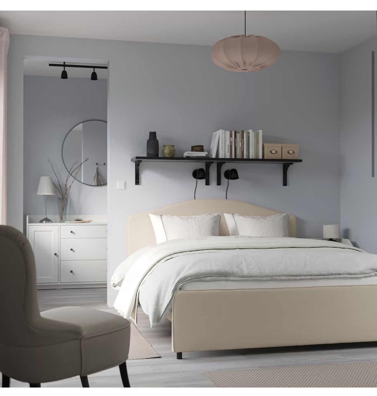 Queen Upholstered bed frame, | Hauga line - IKEA|