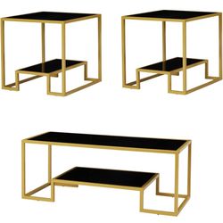 Kinbor Glass 3 Piece Coffee Table Set 