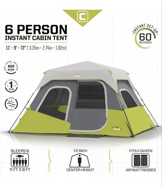 Core 6 person instant tent