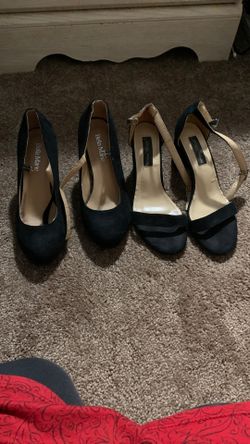 Black Suede High Heel Shoes , Size 6 