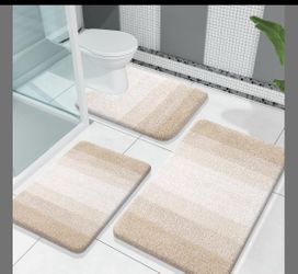 OLANLY Bathroom Rugs Sets 3 Piece, Soft Absorbent Microfiber Bath Mats And U-Shaped Contour Toilet Rug, Plush Shaggy Bath Mat Set For Bathroom (30"X20