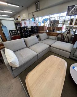 SALE CB2 Gray Modular Sectional Sofa | Low Profile Modern Cloud Couch - 4 Piece Set