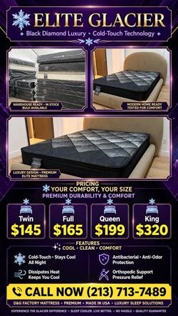 ELITE Glacier βοΈ- Advanced Cold-Touch Technology. Stays Cool All Night. Black Diamond Luxury. Queen size mattress Cold-Touch Fabric - Stays cool to