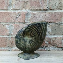 Vintage Bronze Nautilus Shell Vase 