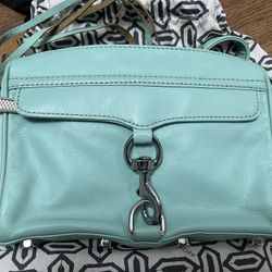 Rebecca Minkoff Mini 5 Zip Crossbody Bag Turquoise Leather